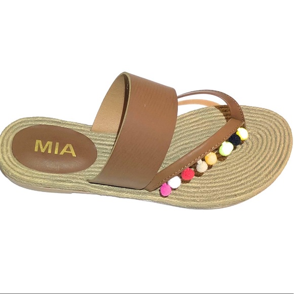MIA Kelly Flat Thong Pom Pom Sandal Size 8 - Picture 4 of 6